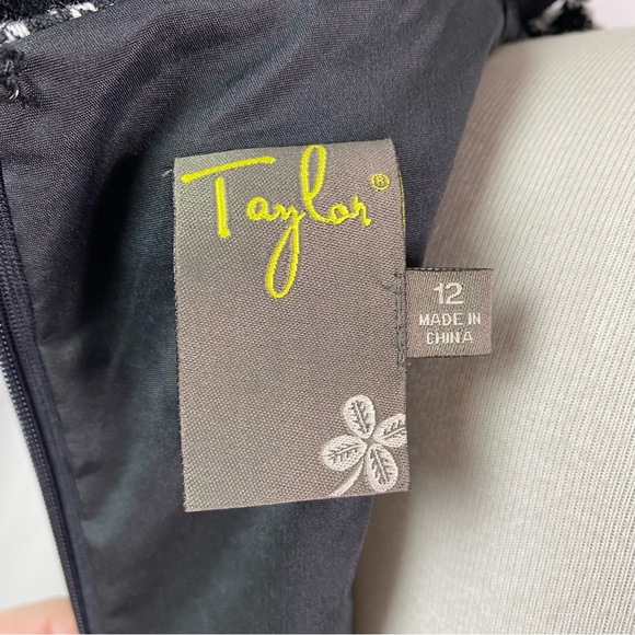 Taylor Black and White Ruffle Neck Cap Sleeve Dress 12 - Picture 6 of 8